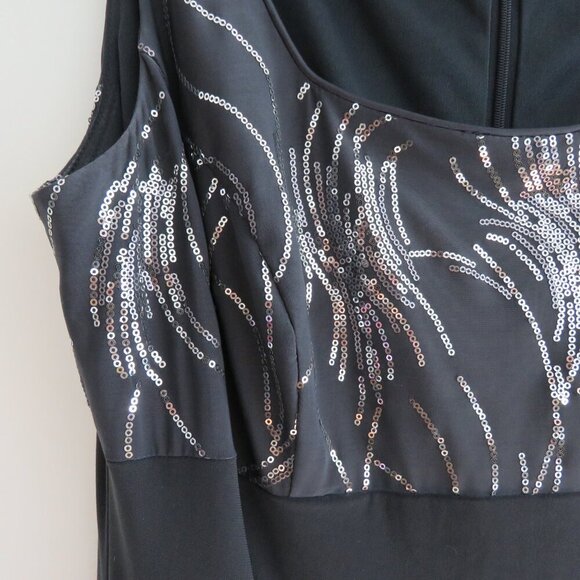 ALEX EVENINGS Grey Silver Sequin Ruched Maxi Evening Dress Gown - Size US 16W - Picture 9 of 15